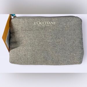 L'Occitane MAKE UP COSMETIC BAG CASE BRAND NEW Gray Puffer Piece